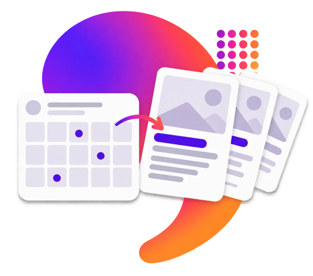 A content calendar feeding a series of published articles.