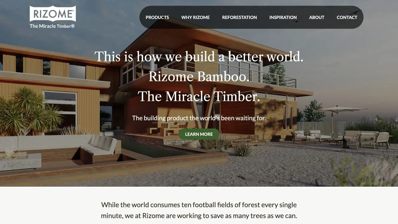 Rizome Bamboo website homepage